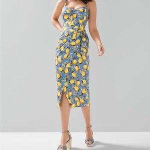 White House Black Market Faux Wrap Midi Dress Blue